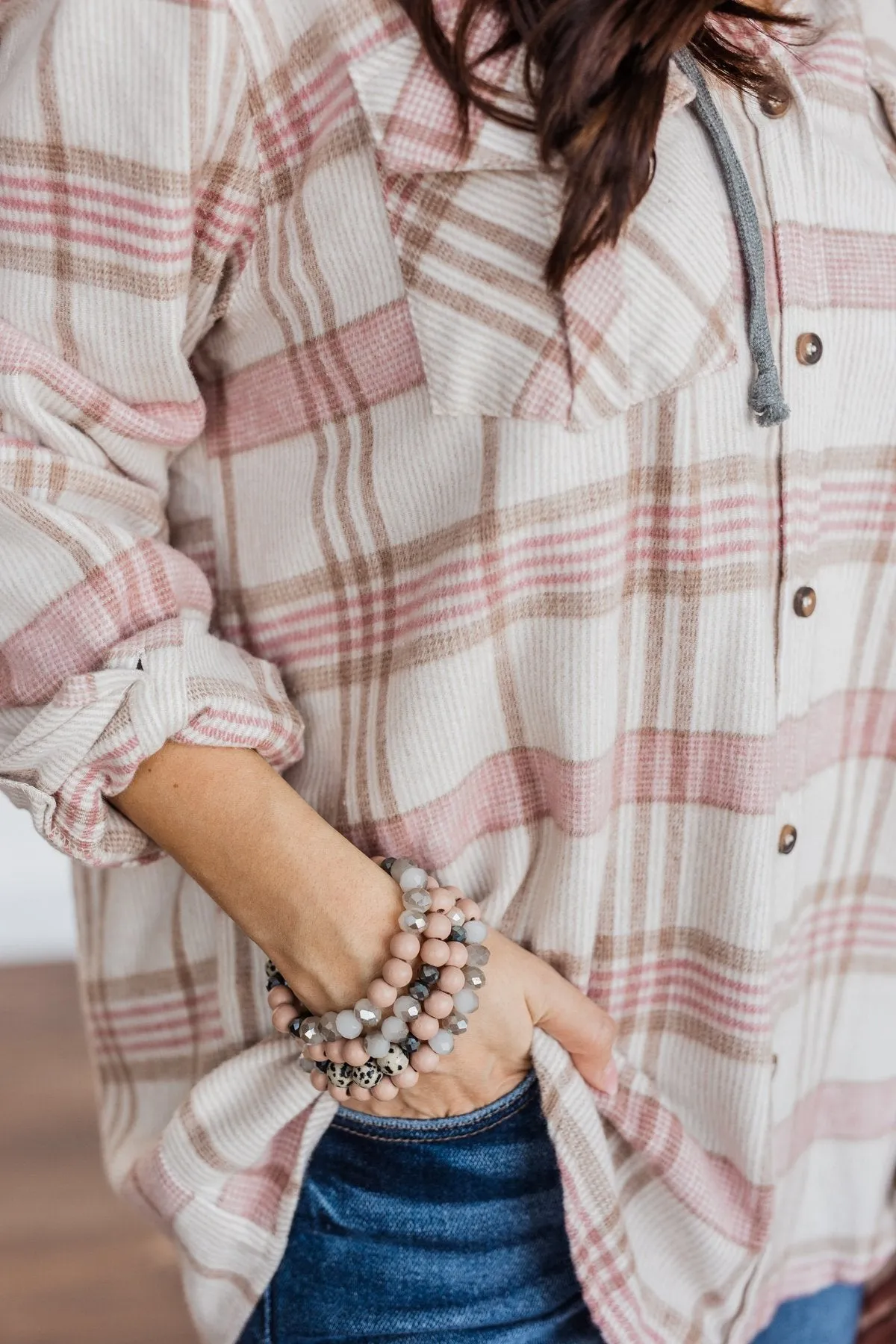 Fascinating Stackable Bracelet Set- Mauve Pink & Grey