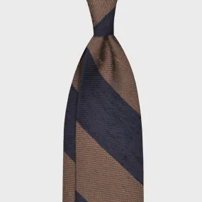 F.Marino Regimental Shantung Silk Tie 3 Folds Wide Striped Taupe