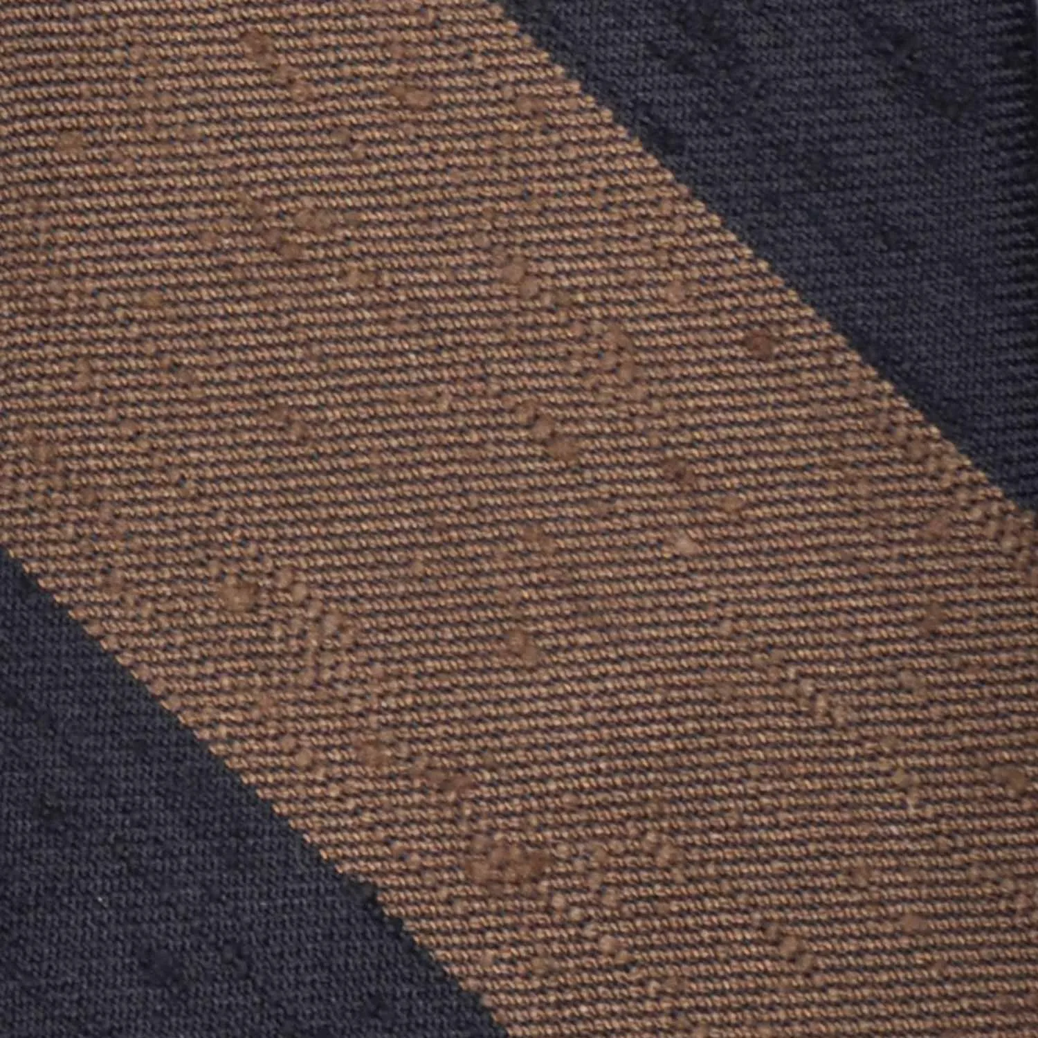 F.Marino Regimental Shantung Silk Tie 3 Folds Wide Striped Taupe