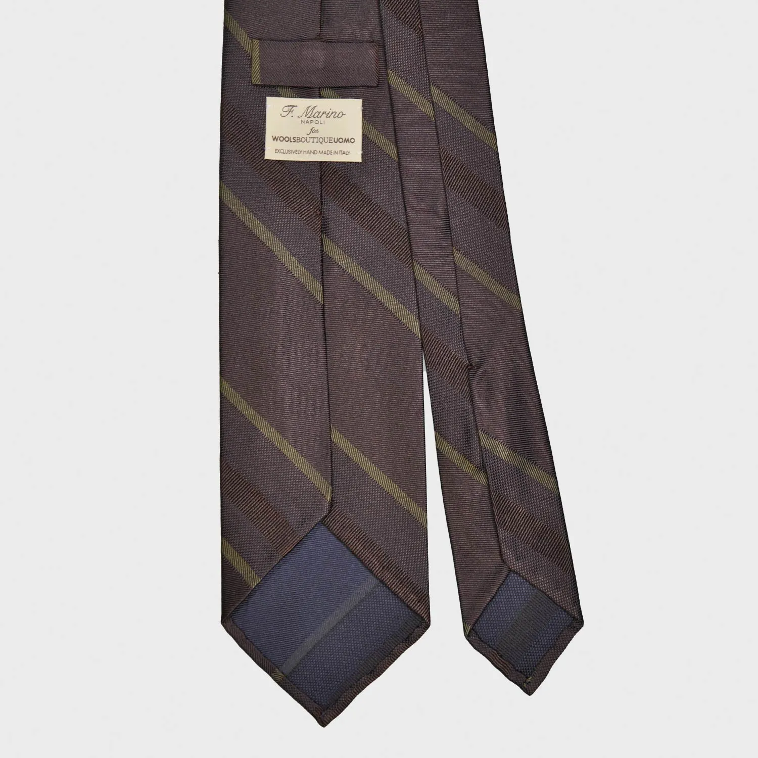 F.Marino Regimental Silk Tie 3 Folds Wengè