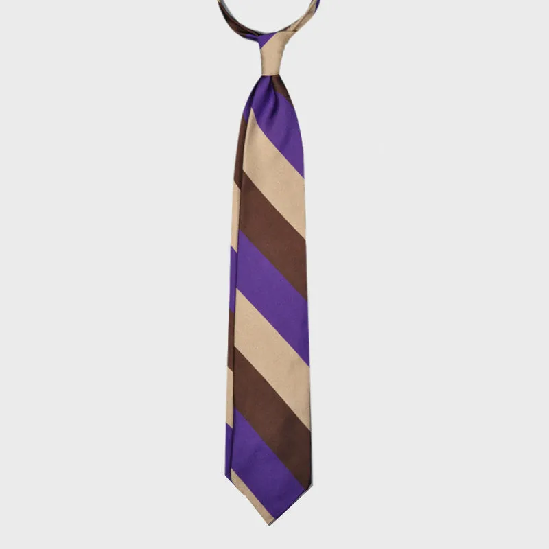 F.Marino Regimental Tie Jacquard Silk 3 Folds Violet