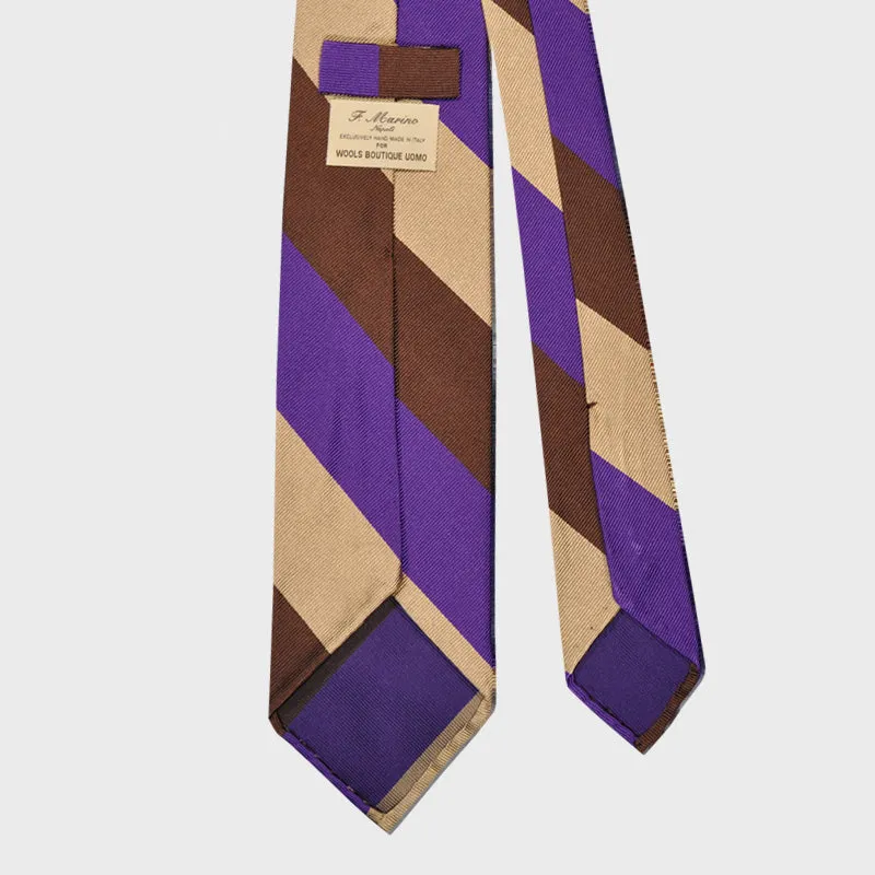 F.Marino Regimental Tie Jacquard Silk 3 Folds Violet