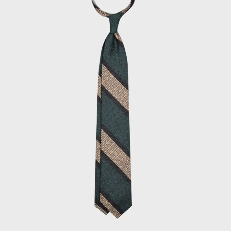 F.Marino Shantung Silk Tie Regimental Teal Green