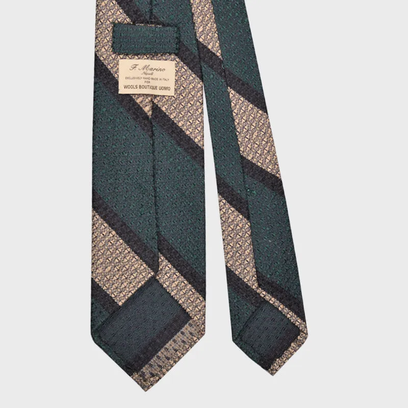 F.Marino Shantung Silk Tie Regimental Teal Green