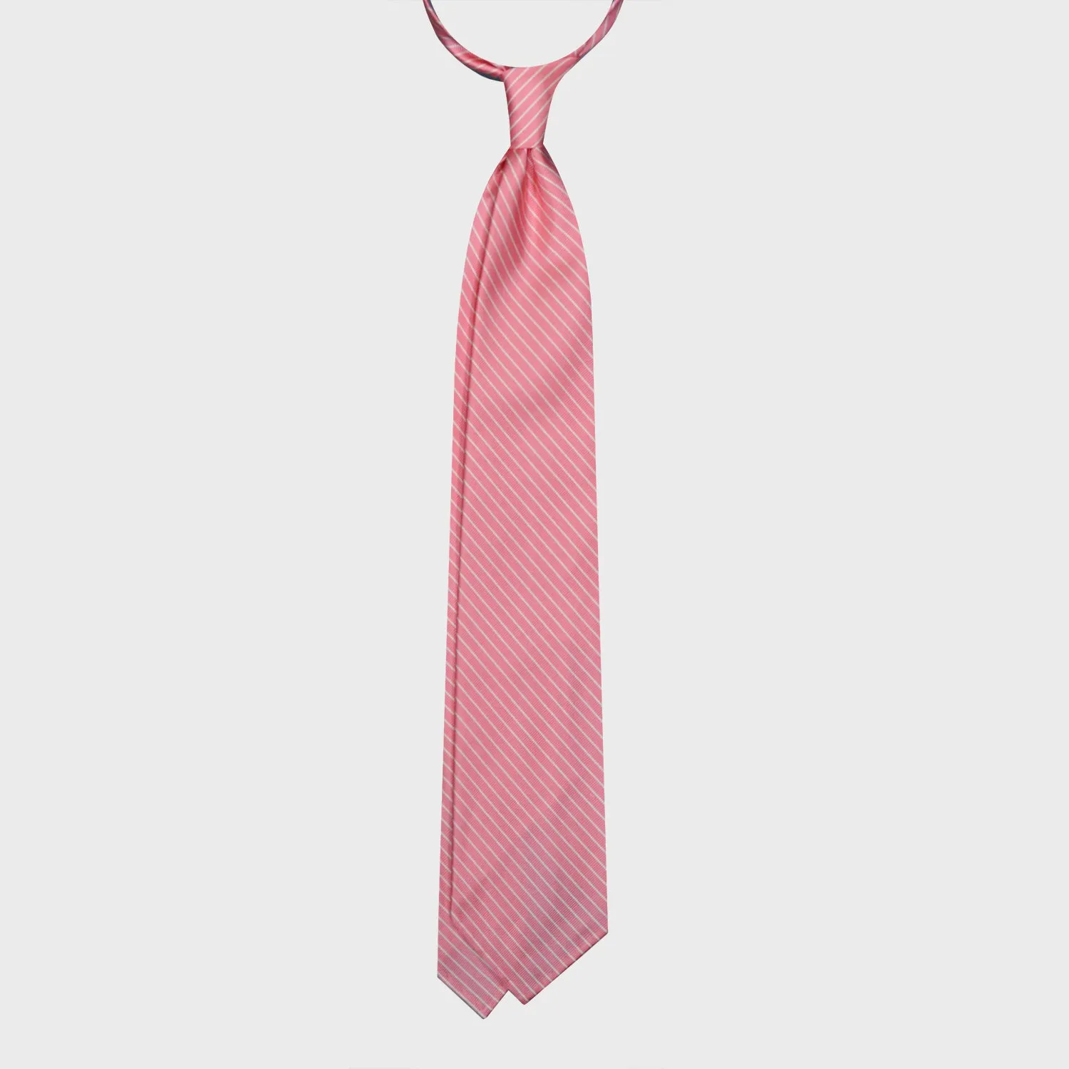 F.Marino Stripes Jacquard Silk Tie 3 Folds Pink