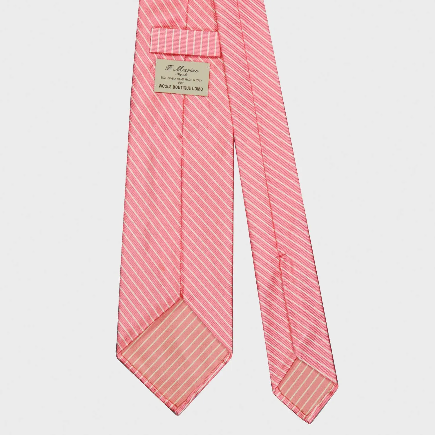 F.Marino Stripes Jacquard Silk Tie 3 Folds Pink