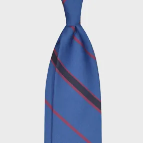 F.Marino Wool Tie 3 Folds Regimental Striped Sky Blue