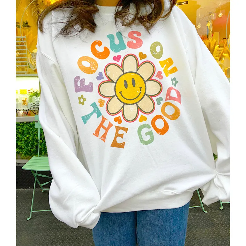 Focus On The Good Retro Gradient Crewneck Sweatshirt