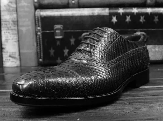 Formal Snakeskin Texture Square Toe Genuine Italian Leather Oxfords for Men