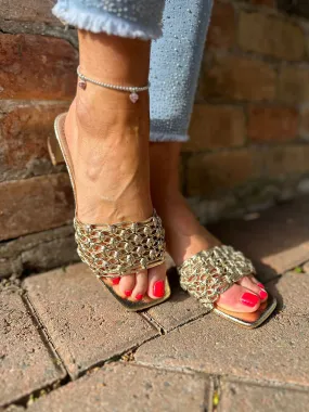 Gold Chain Weave Heels