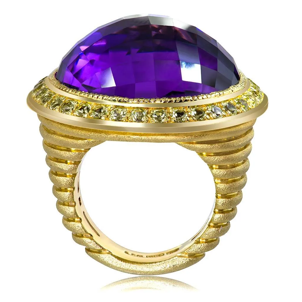 Gold Symbolica Ring with Amethyst & Peridots