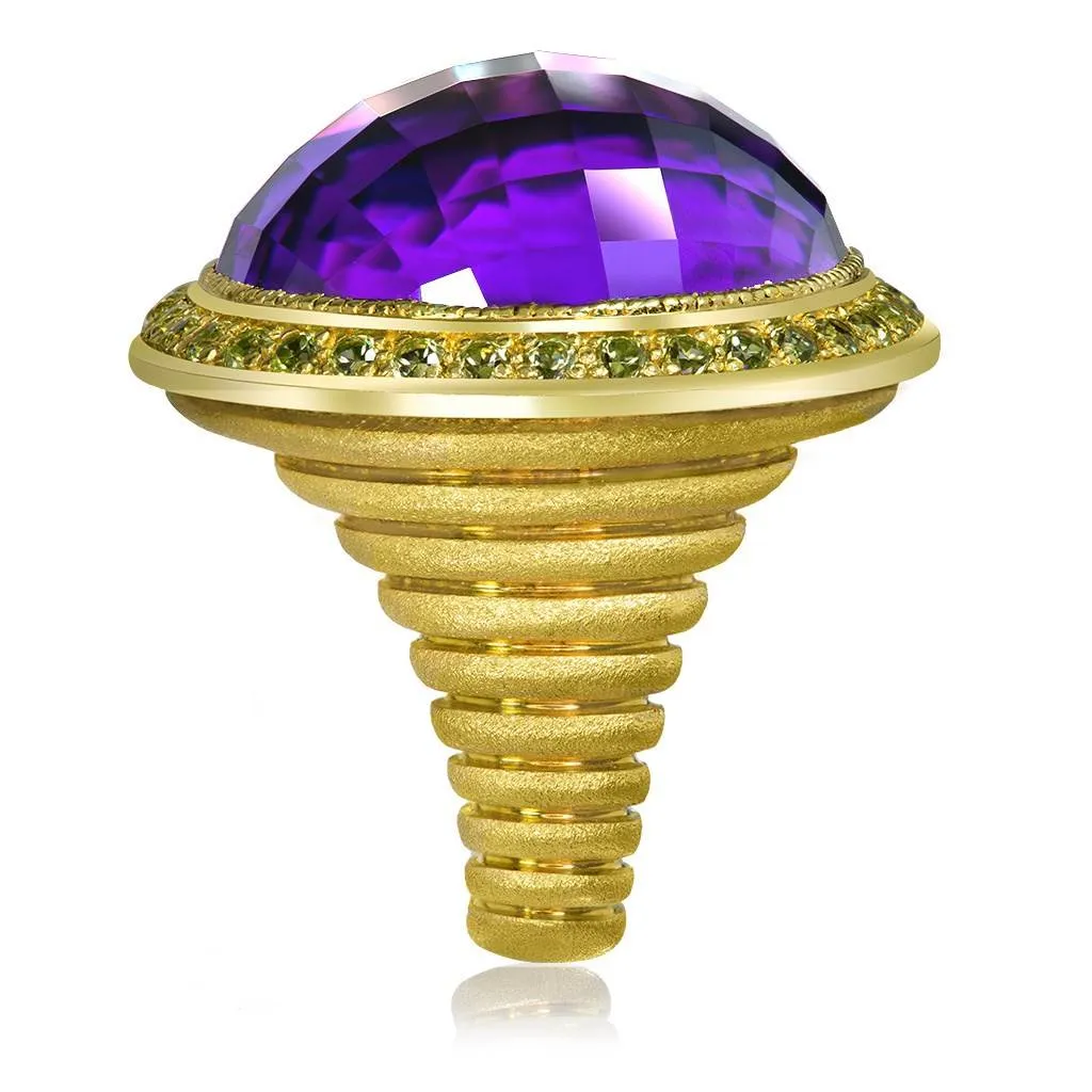 Gold Symbolica Ring with Amethyst & Peridots