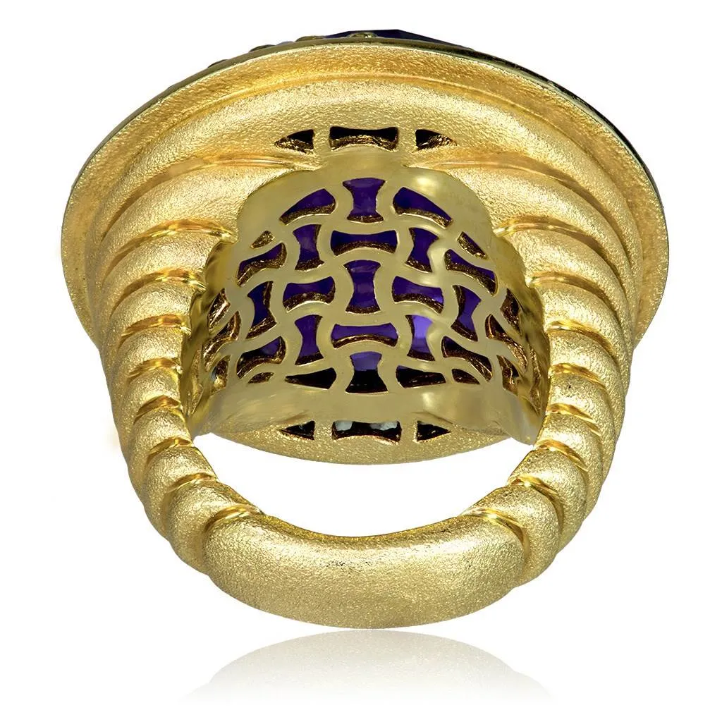 Gold Symbolica Ring with Amethyst & Peridots