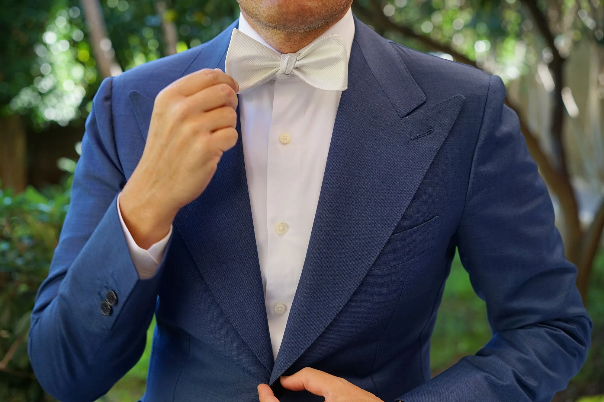 Ivory Crisp Twill Self Bow Tie