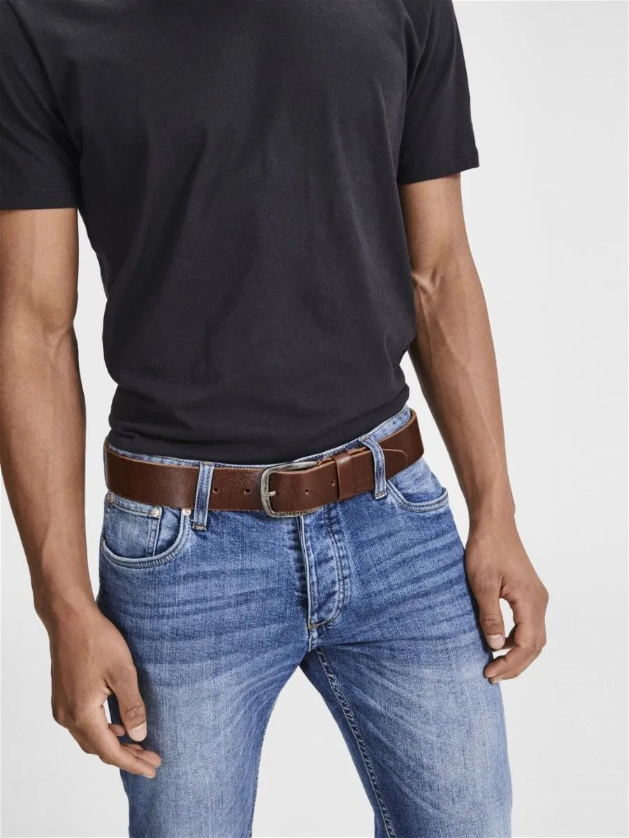 Jack & Jones Paul Leather Belt Black Coffee