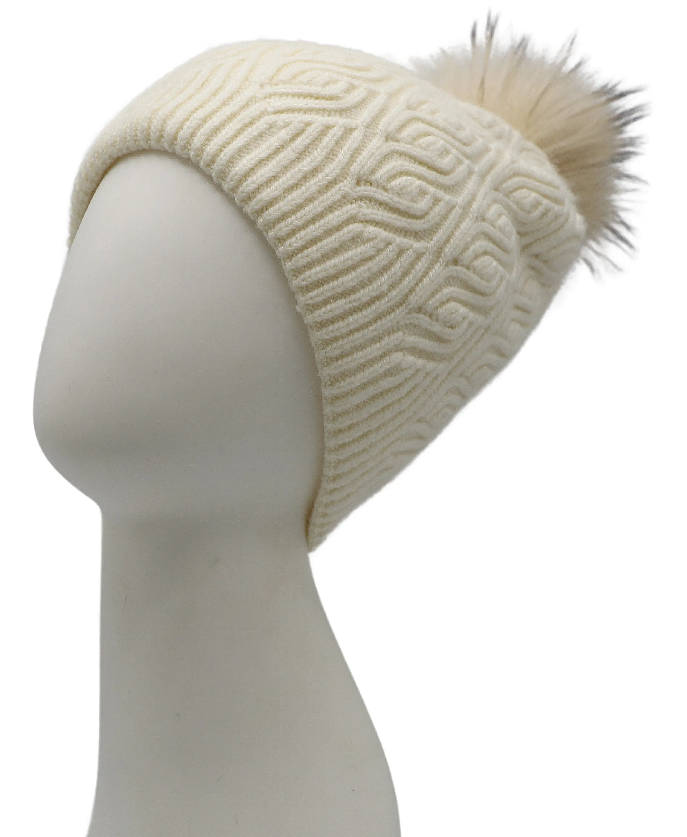 Knit Hat w/ Fur Pom