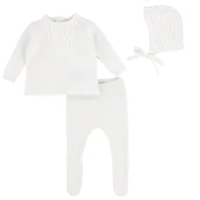 Lilette by Lil Legs White Cable Knit Set (perfect bris outfit)