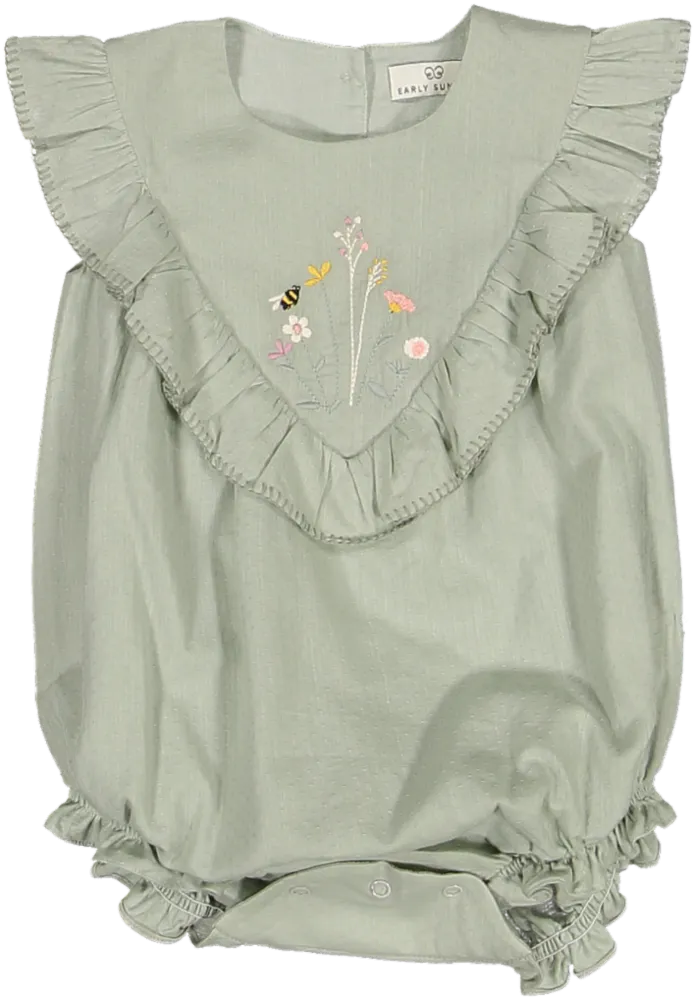 LUCY ROMPER-Cotton Swiss Dobby Tiny Dots-Sage