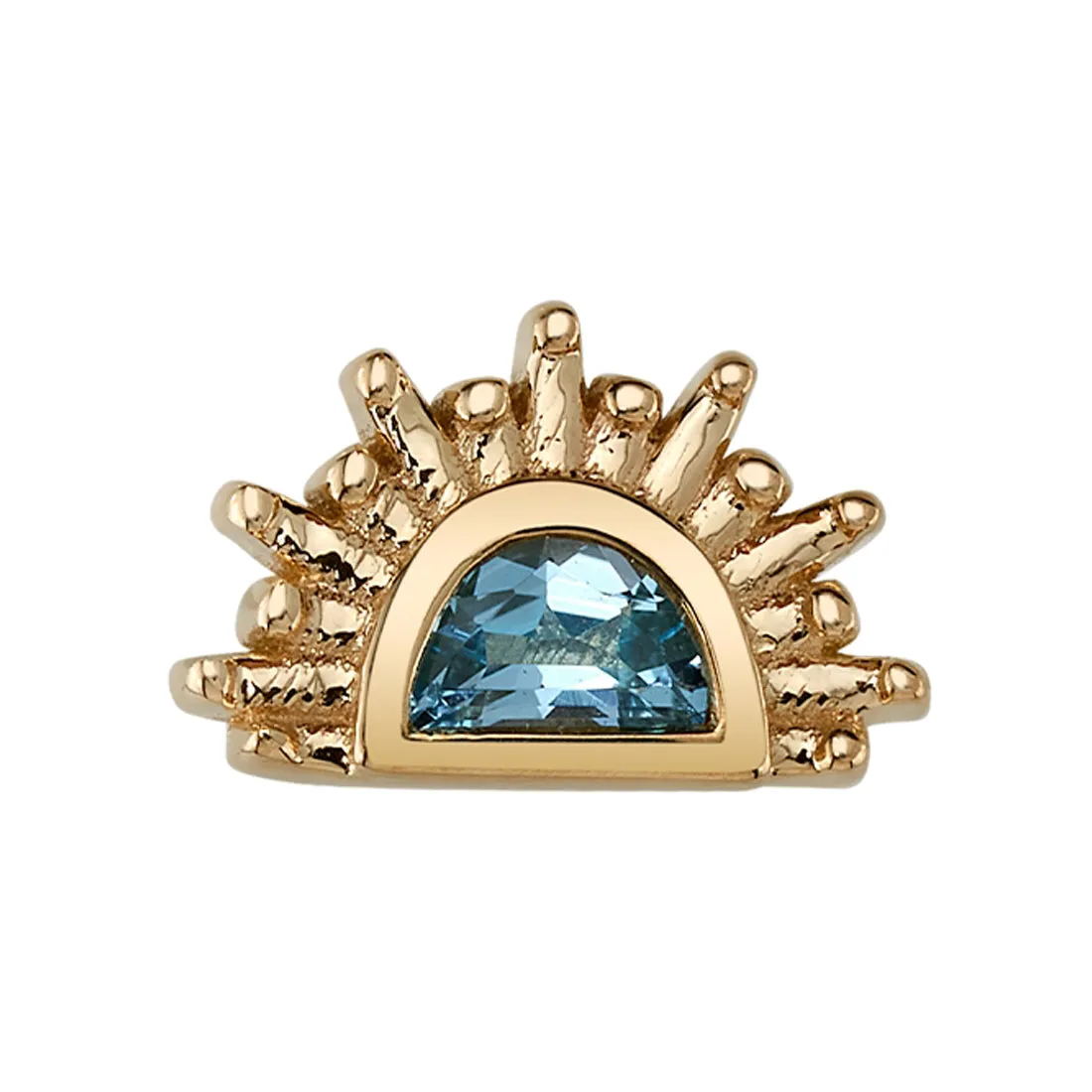 Lunette Threaded End in Gold with Swiss Blue Topaz