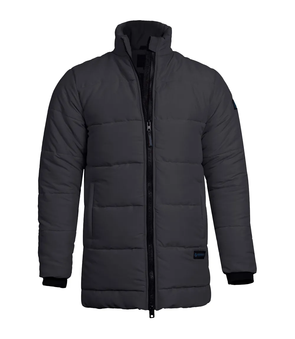 Mens Dark Gray 3/4 Length Puffer Jacket