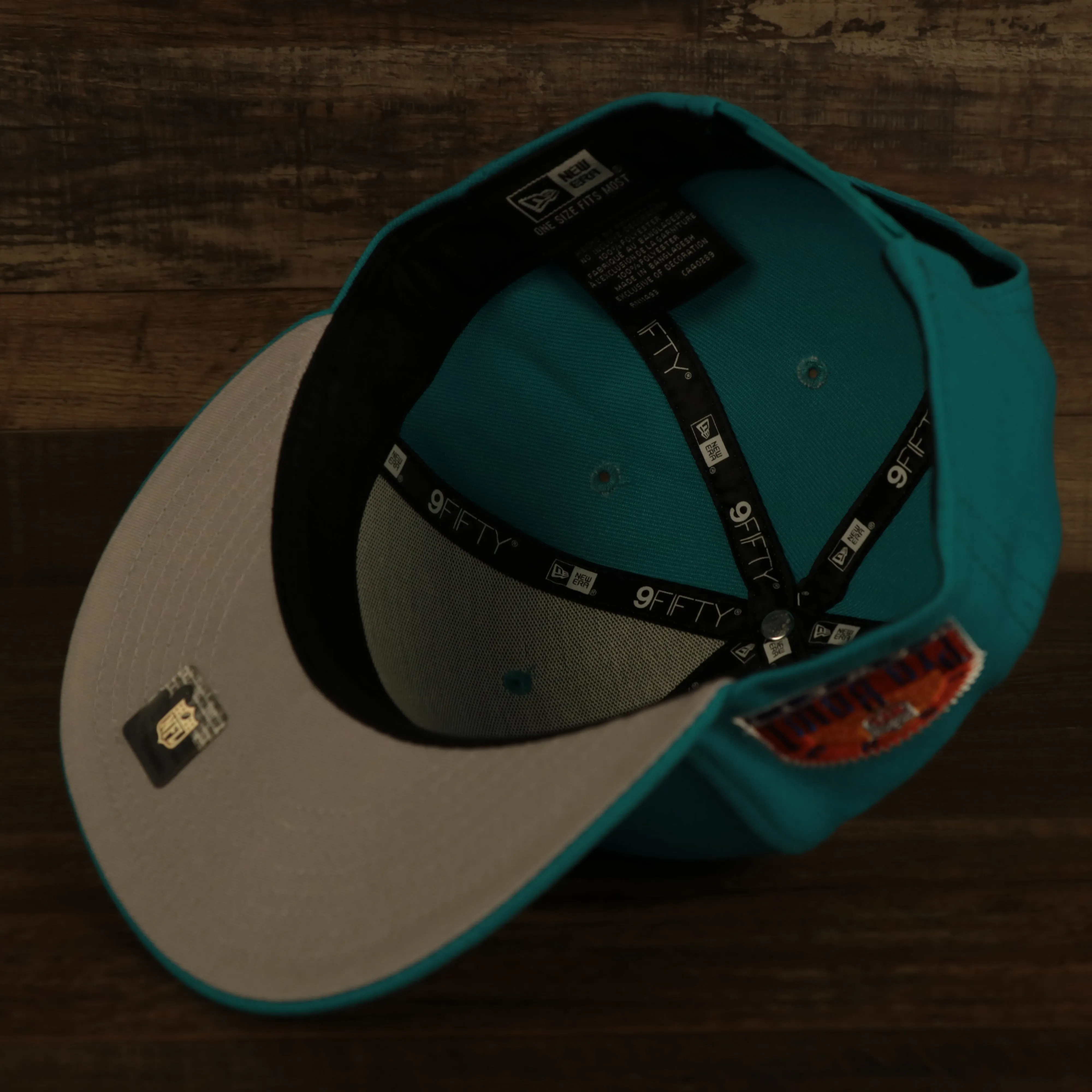 Miami Dolphins Patch Up 1993 Pro Bowl Side Patch Gray Bottom 9Fifty Teal Snapback Hat