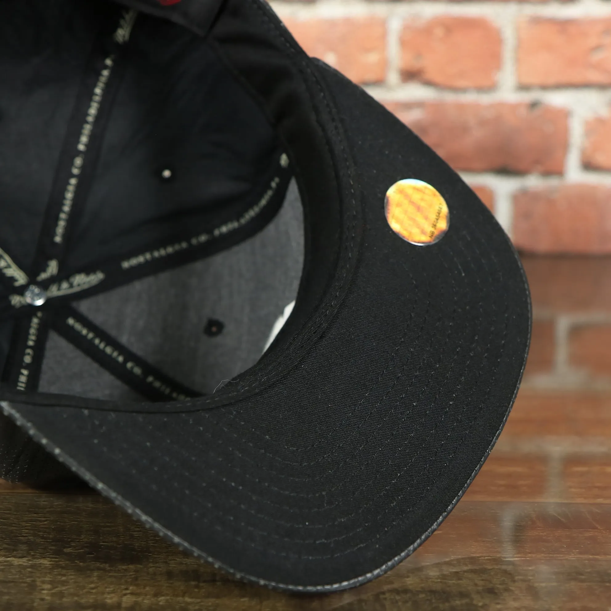 Miami Heat Perforated Leather Snapback | Black Miami Heat Snap Back with Racing Leather