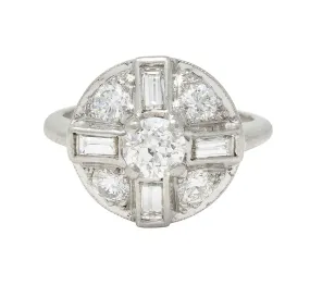 Mid-Century 1.00 CTW Diamond Platinum Vintage Circular Dinner Ring