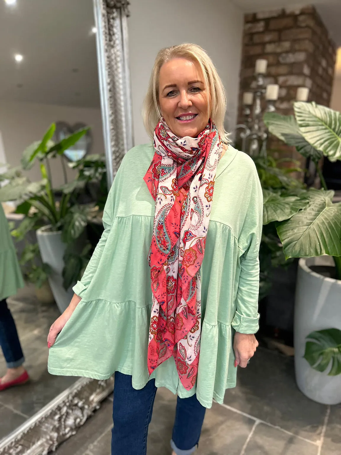 Mint Button Tiered Tunic Maisie