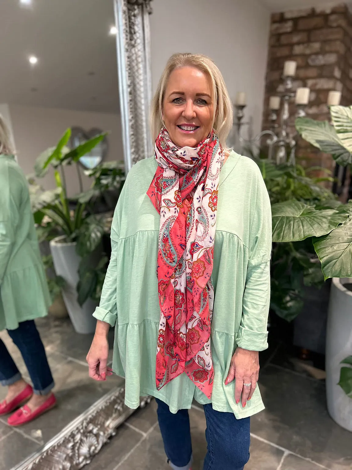 Mint Button Tiered Tunic Maisie