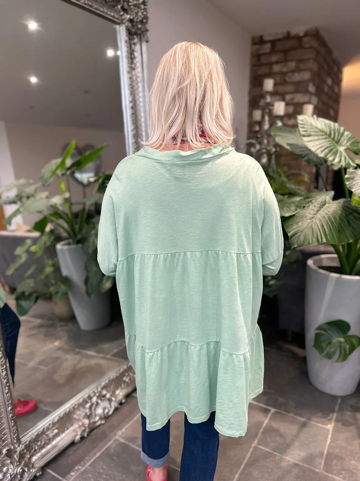 Mint Button Tiered Tunic Maisie