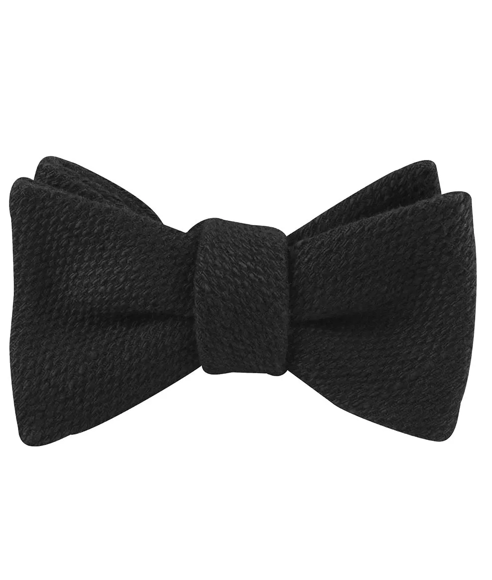 Mr Martin Black Linen Self Bow Tie