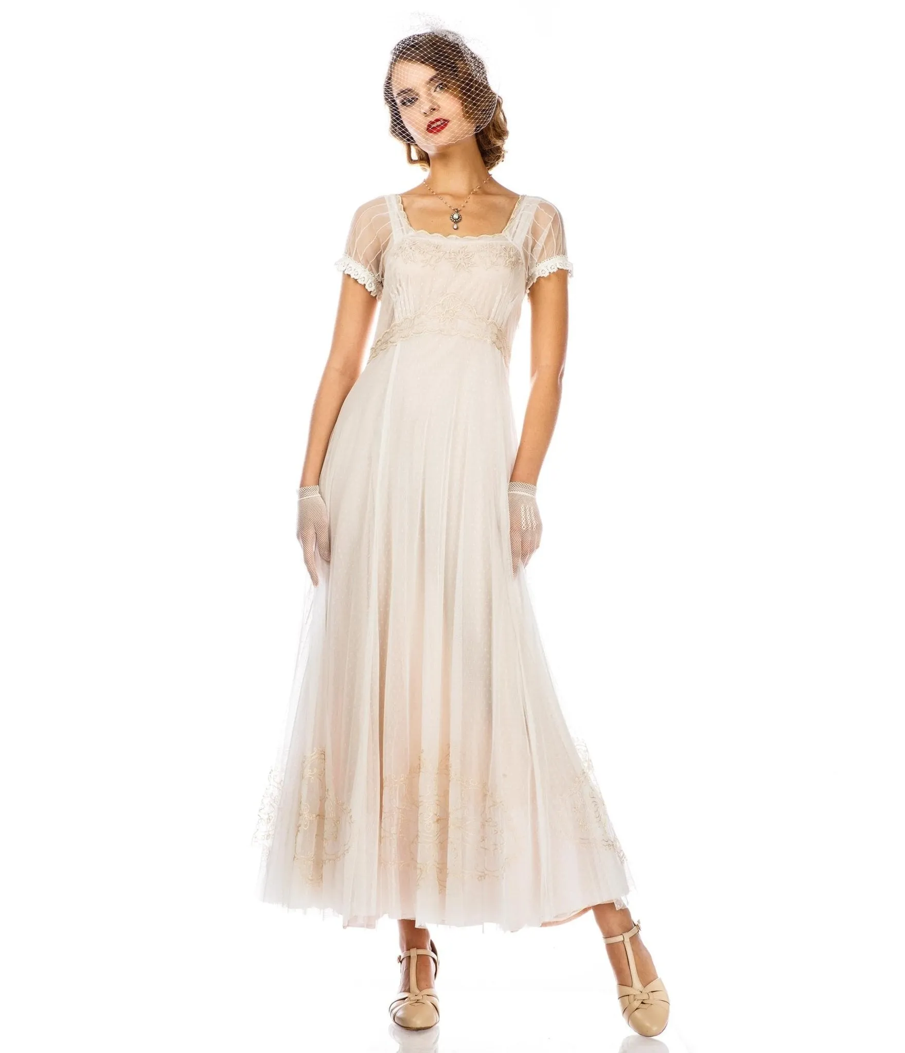 Nataya Ivory Vintage Style Regency Wedding Dress