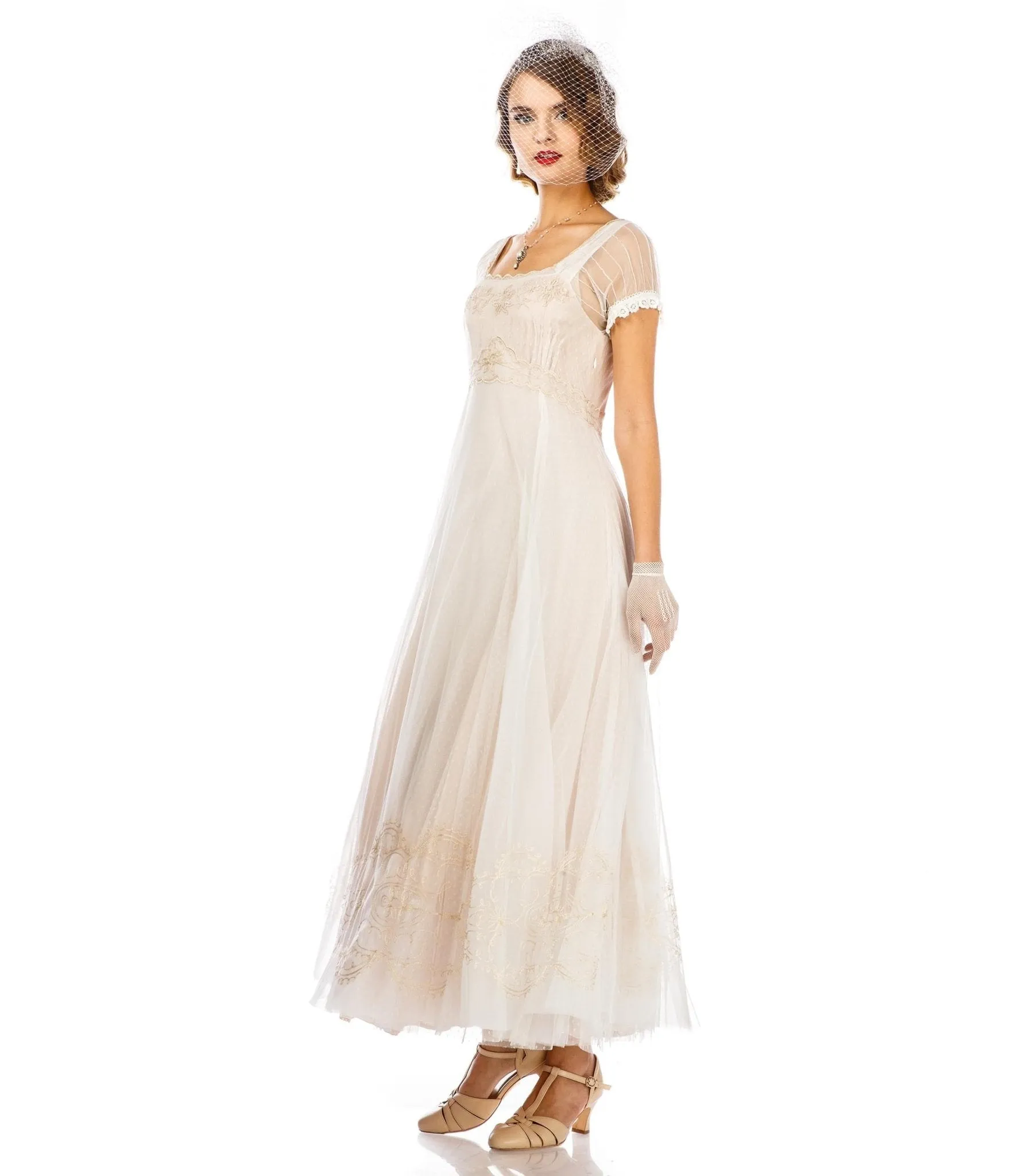 Nataya Ivory Vintage Style Regency Wedding Dress