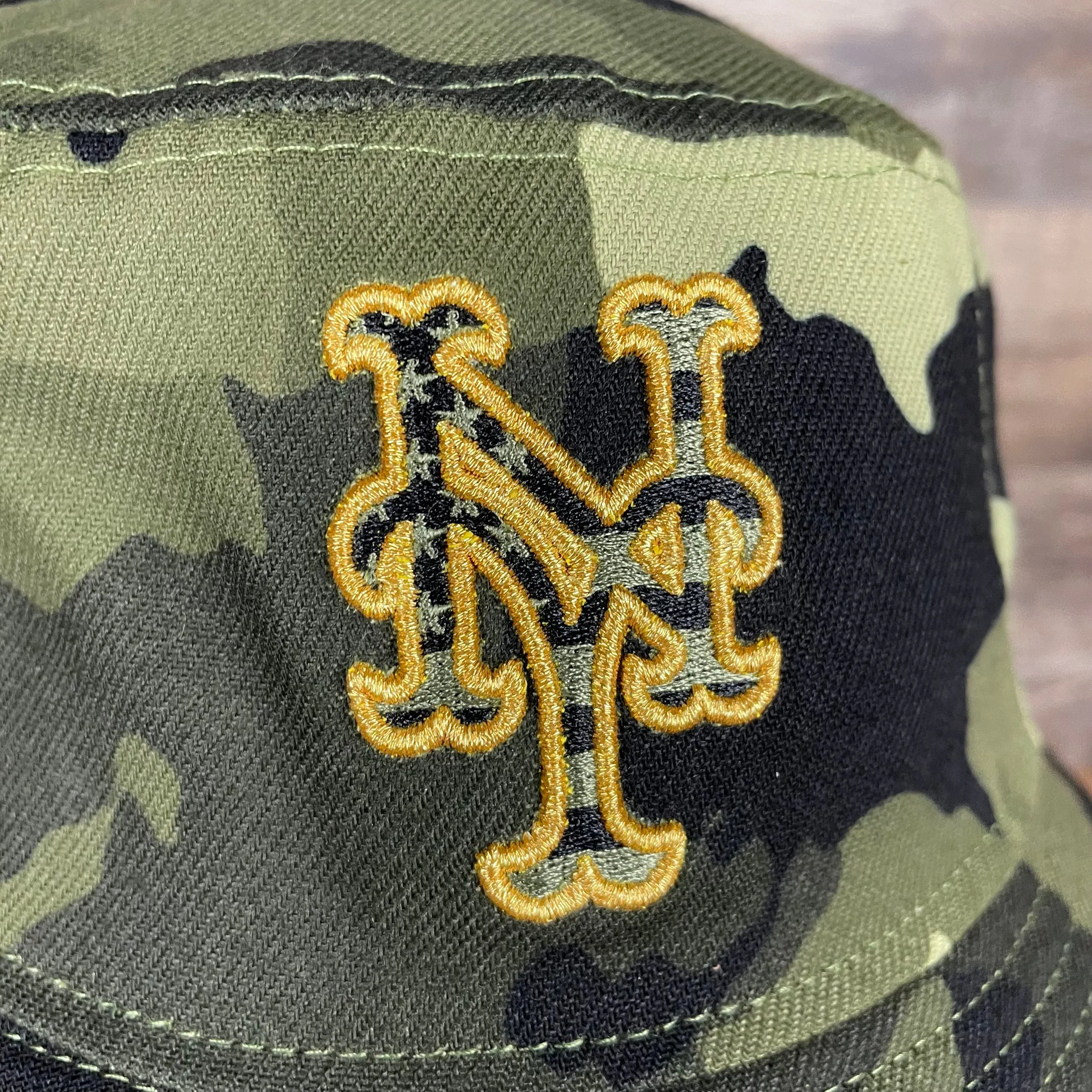 New York Mets 2022 Armed Forces Day / Memorial Day Side Patch Boonie Bucket Hat | Camo