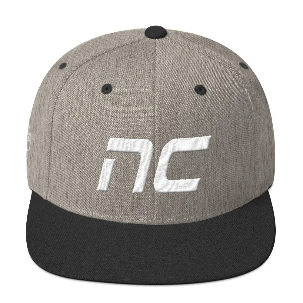 North Carolina - Flat Brim Hat - White Embroidery - NC - Many Hat Color Options Available