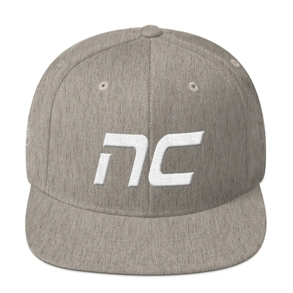 North Carolina - Flat Brim Hat - White Embroidery - NC - Many Hat Color Options Available