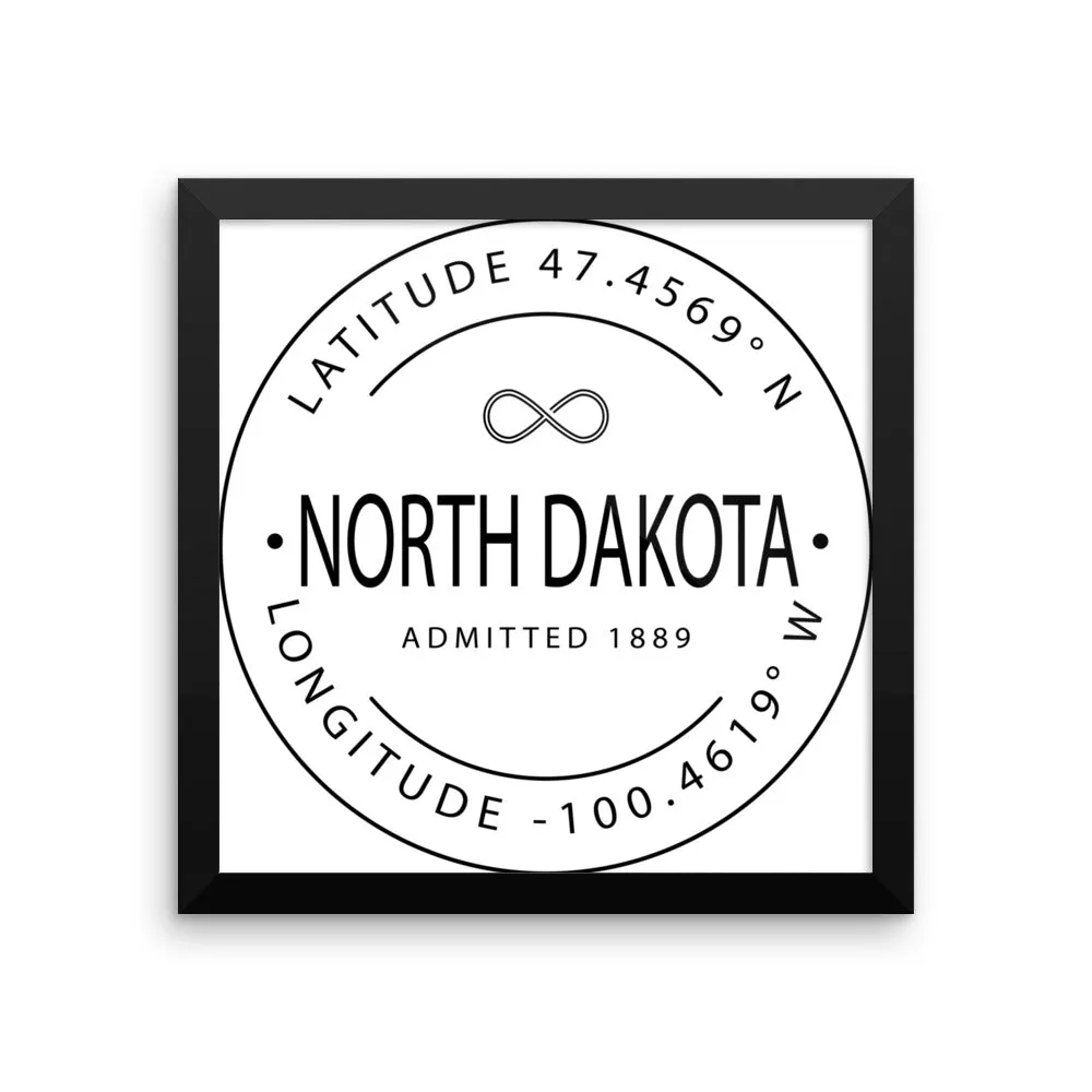 North Dakota - Framed Print - Latitude & Longitude