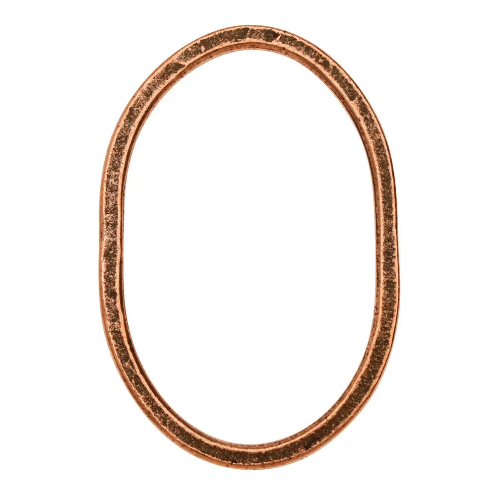 Open Frame, Oval Hammered Hoop 39x26mm, Antiqued Copper, by Nunn Design (1 Piece)