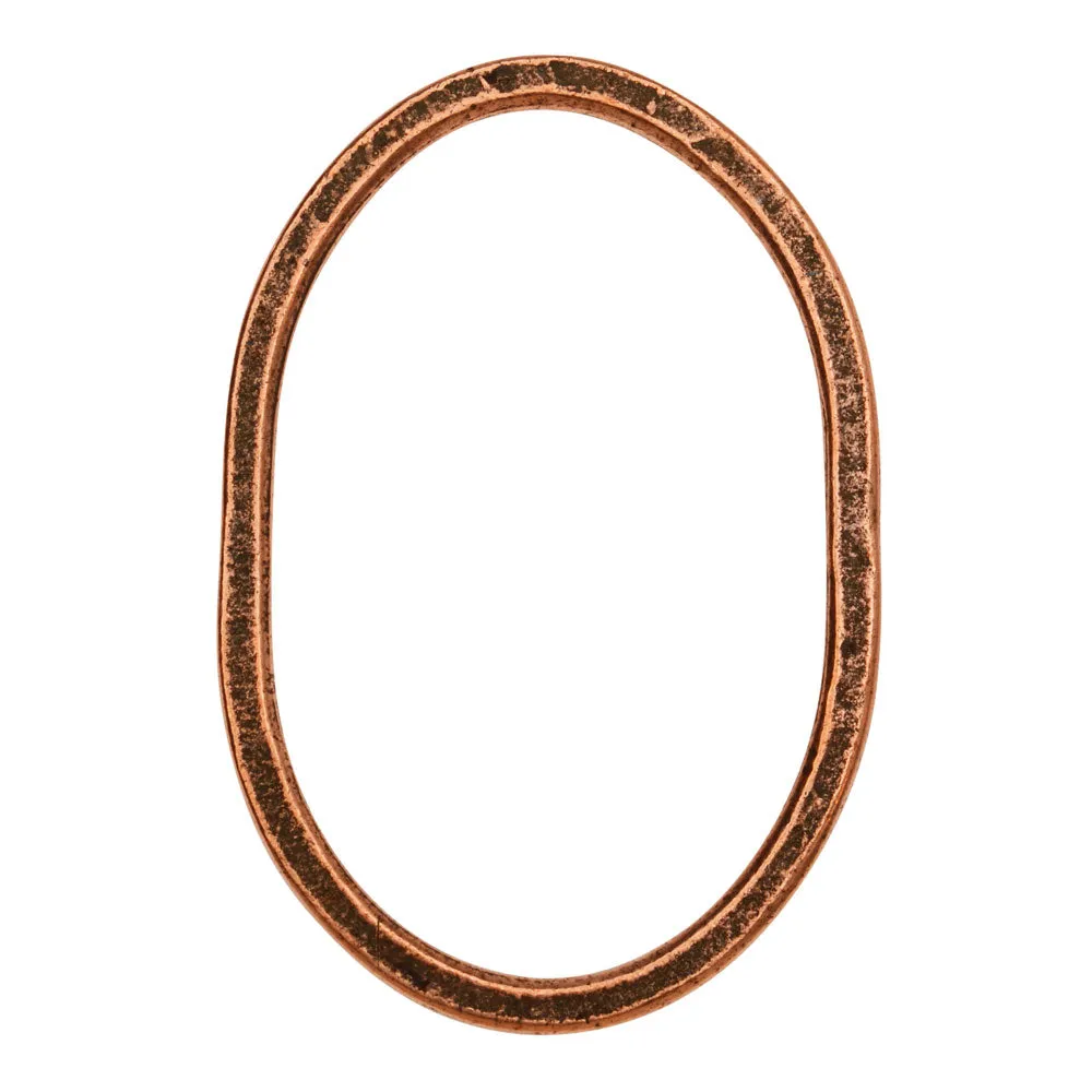 Open Frame, Oval Hammered Hoop 39x26mm, Antiqued Copper, by Nunn Design (1 Piece)