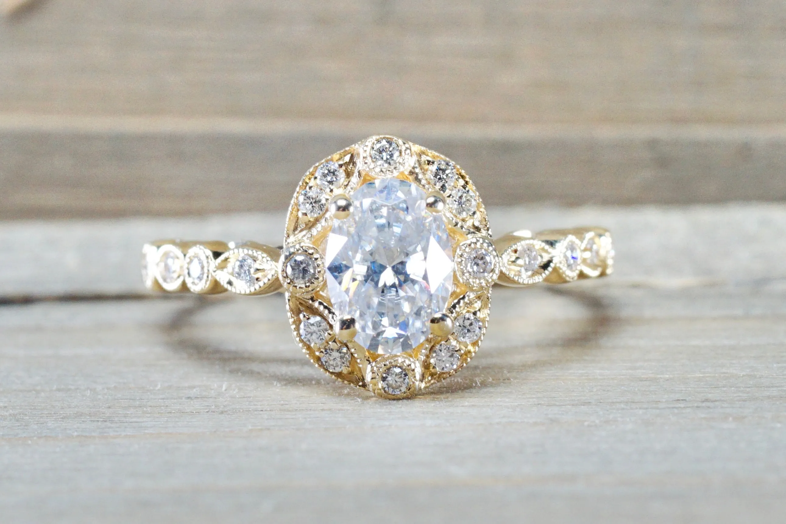 Oval Vintage Art Deco Halo Ring