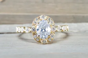 Oval Vintage Art Deco Halo Ring