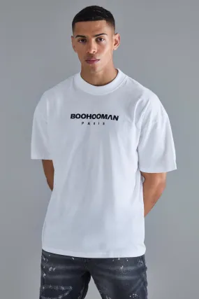 Oversized Boohooman Paris Print T-shirt | boohooMAN UK