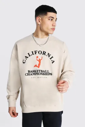 Oversized California Basketball Sweatshirt | boohooMAN UK