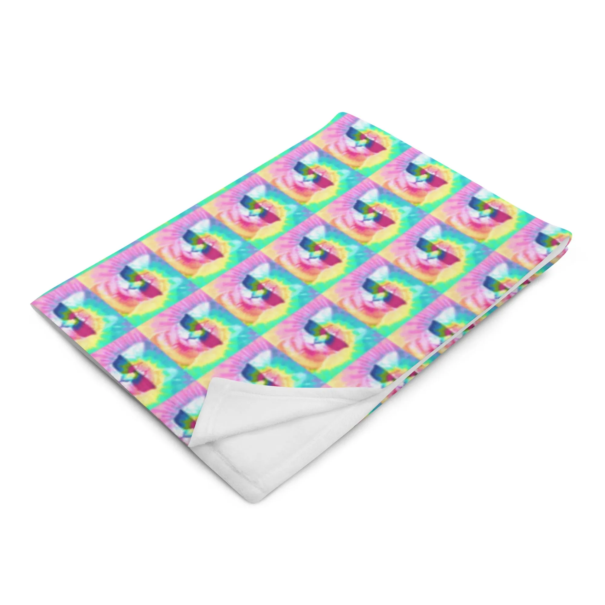 Pastel Tie-Dye Cat Throw Blanket