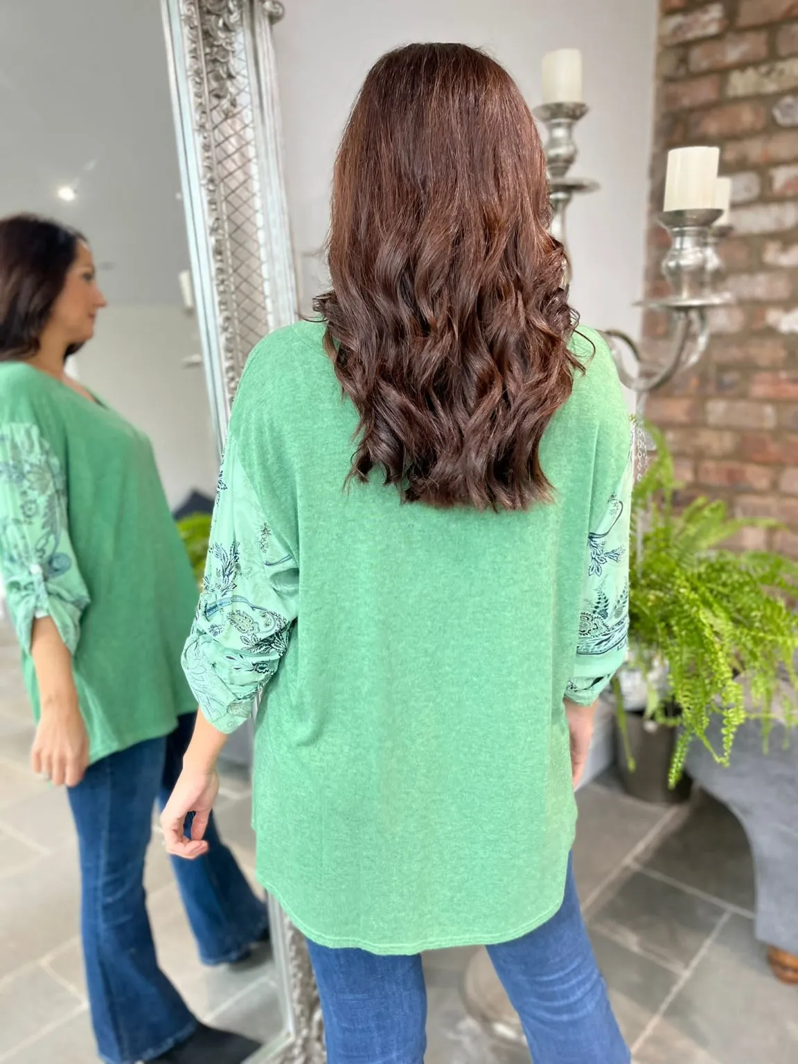 Patterned Sleeve Top Desta