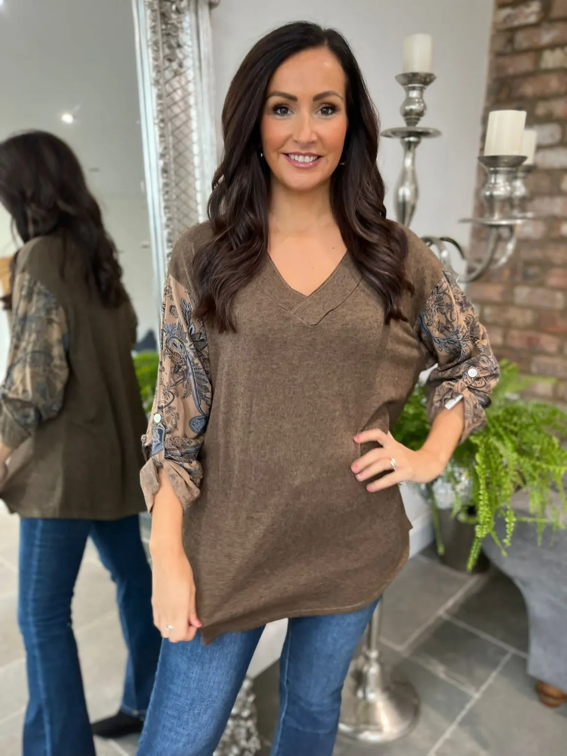 Patterned Sleeve Top Desta