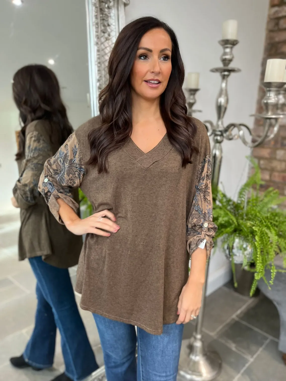 Patterned Sleeve Top Desta