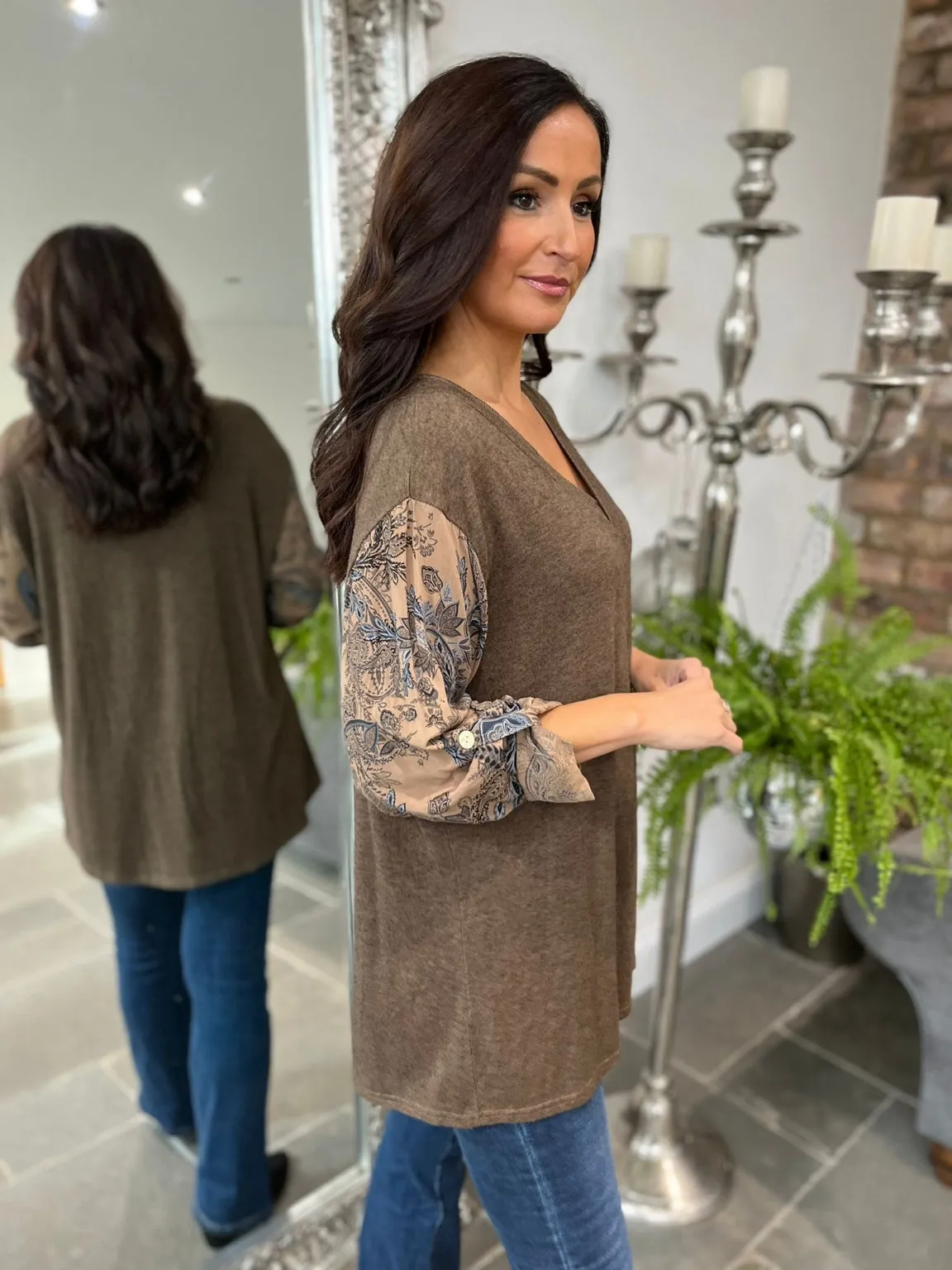 Patterned Sleeve Top Desta