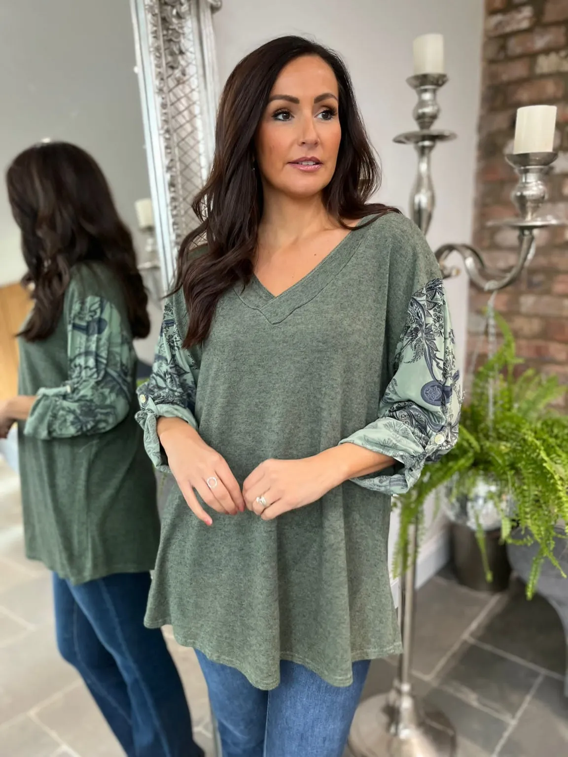 Patterned Sleeve Top Desta