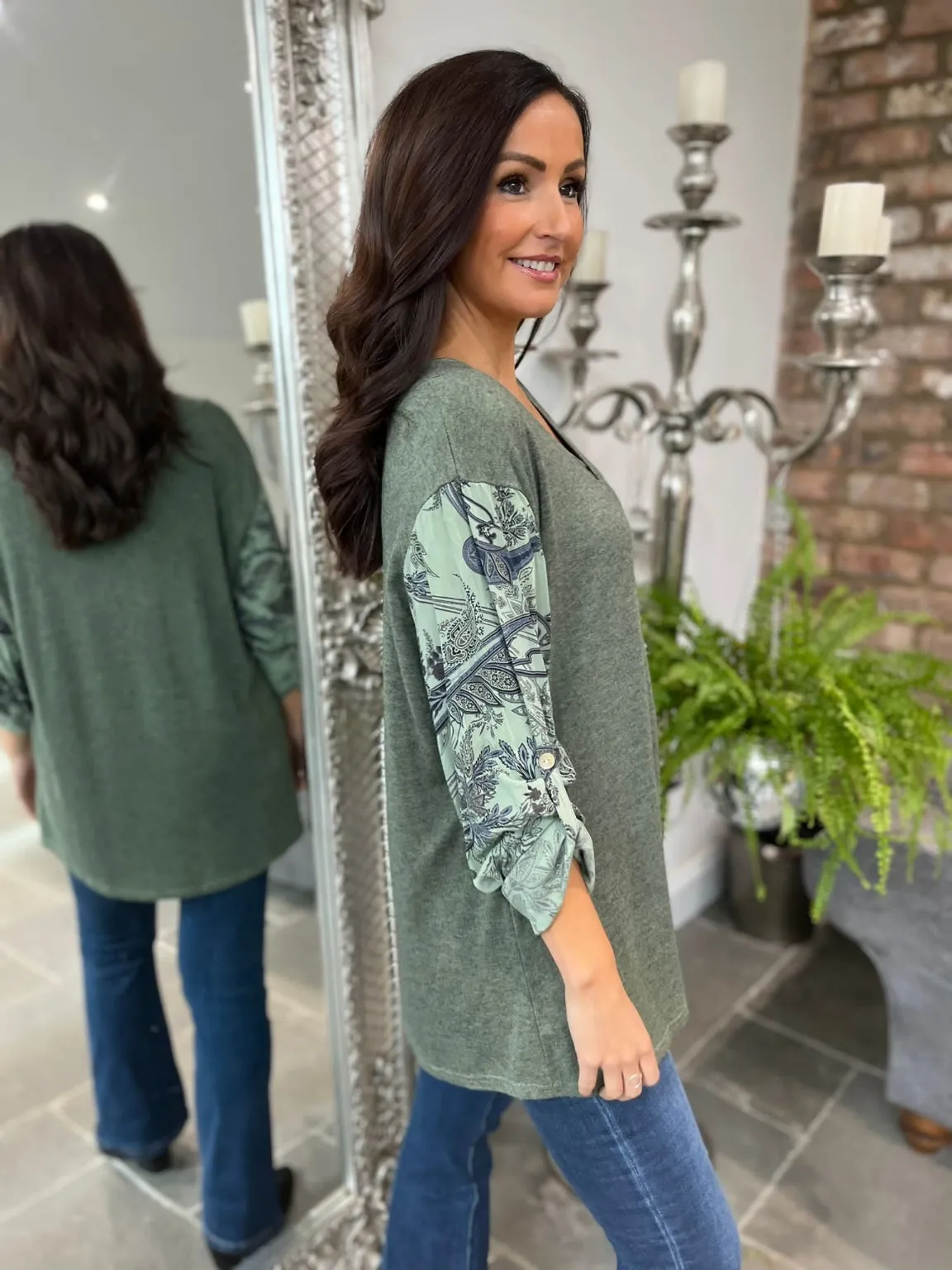 Patterned Sleeve Top Desta